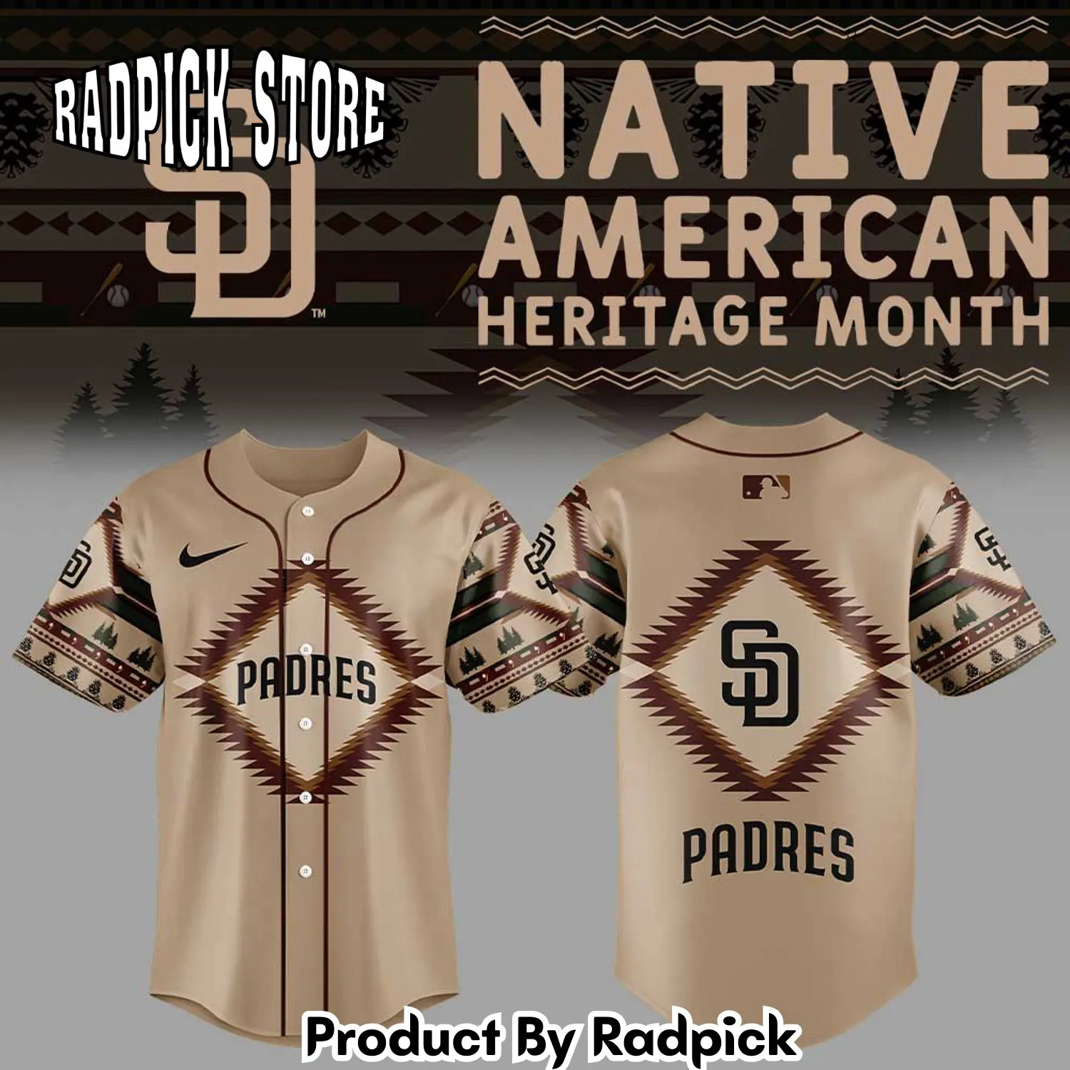 Radpick san diego padres native american heritage v3 baseball jersey rp127173